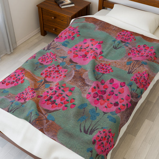 For the Love of Berry – Velveteen Plush Blanket (50″ × 60″)