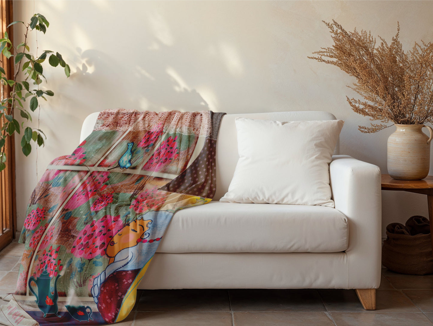 Velveteen Plush Blanket – “Rainy Window” Cozy Throw