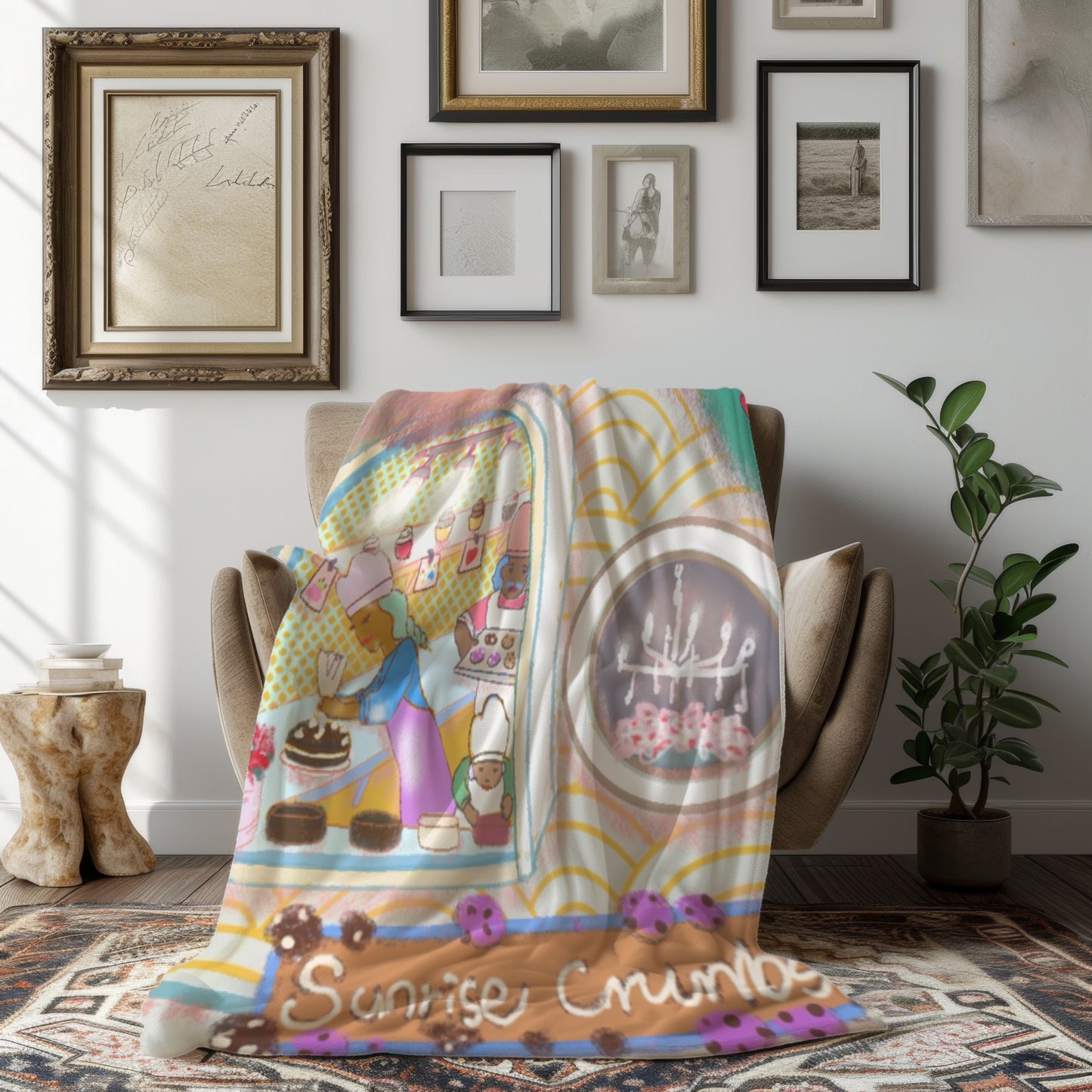 Sunrise Crumbs – Velveteen Plush Blanket (50″ × 60″)