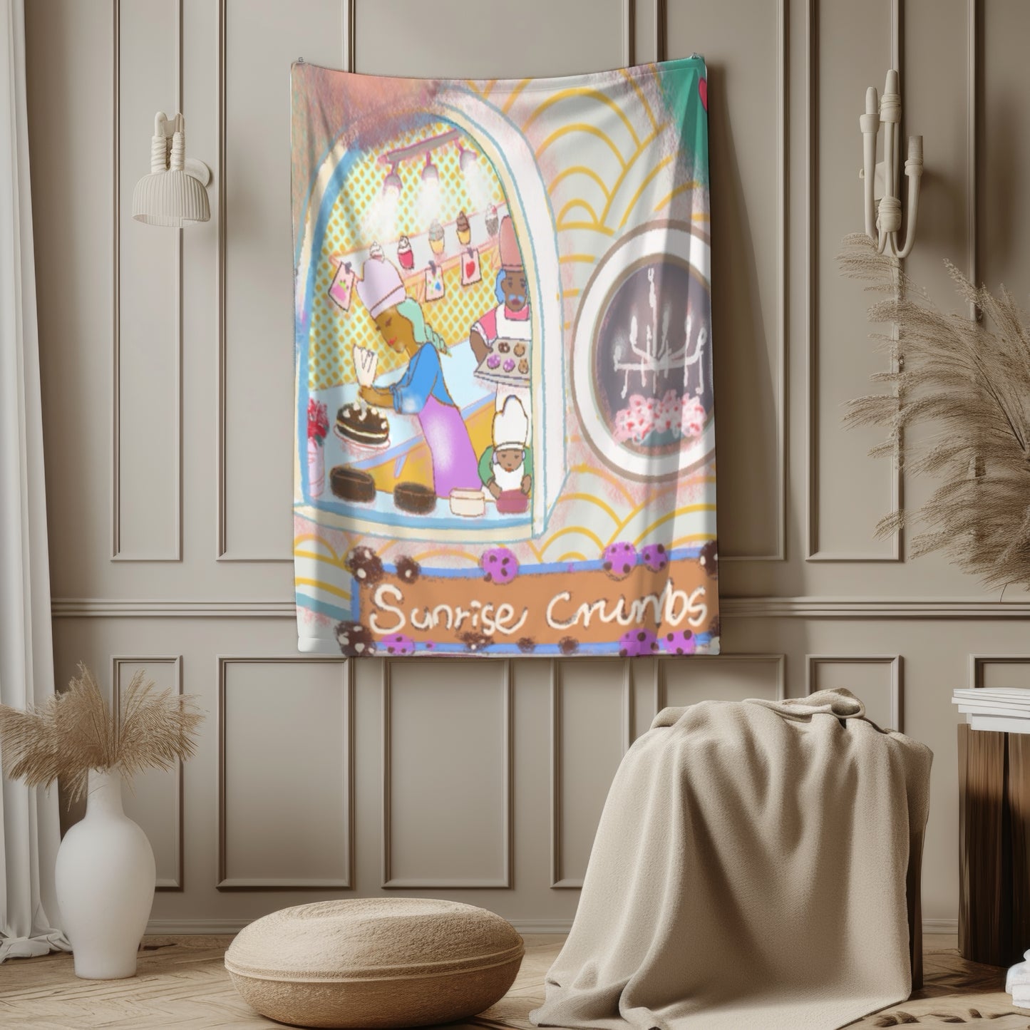 Sunrise Crumbs – Velveteen Plush Blanket (50″ × 60″)