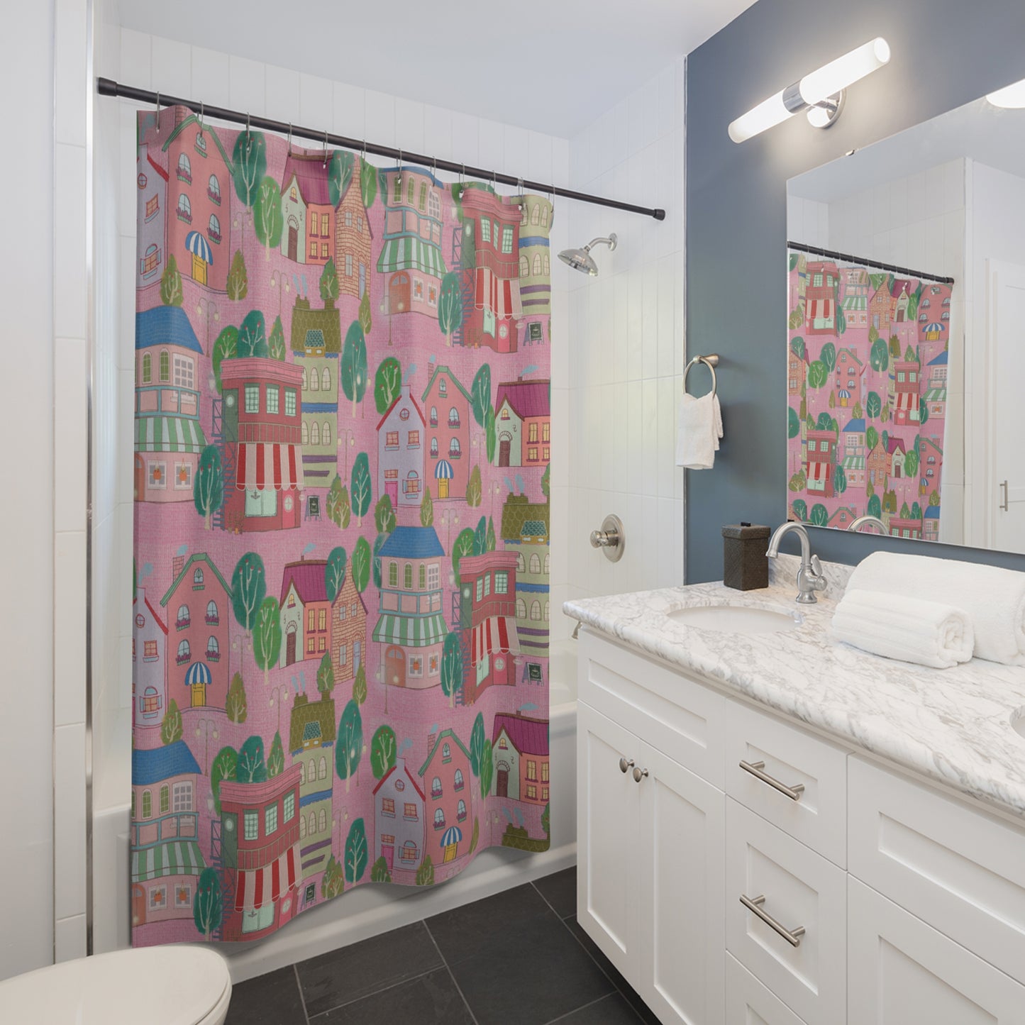 Pink Sky in LALATOWN – LALATOWN Shower Curtain