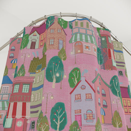 Pink Sky in LALATOWN – LALATOWN Shower Curtain