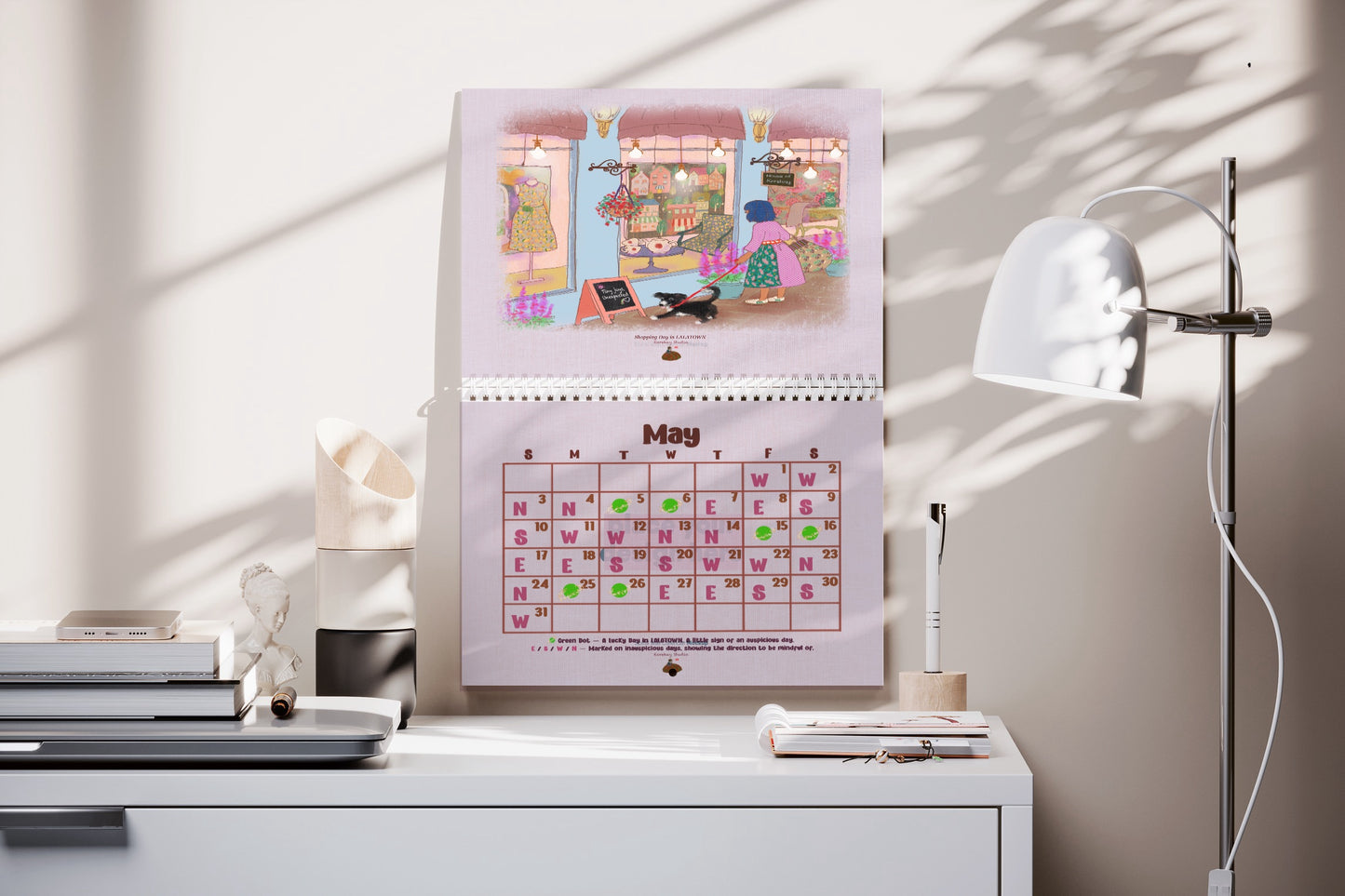 LALATOWN 2026 Auspicious Day Everyday Magic Calendar — illustrated monthly calendar with lucky days, cozy art, and Korehay Studio design.