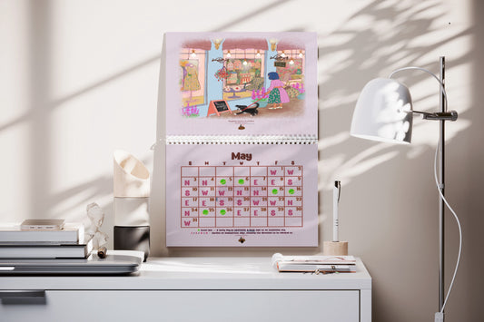 LALATOWN 2026 Auspicious Day Everyday Magic Calendar — illustrated monthly calendar with lucky days, cozy art, and Korehay Studio design.