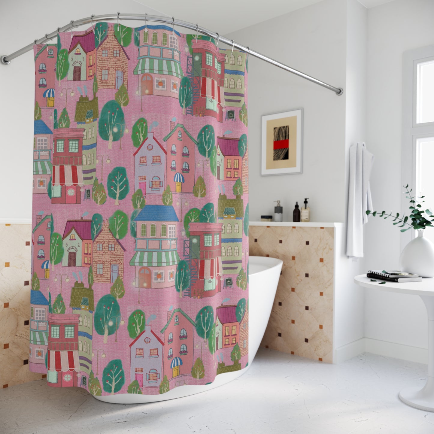 Pink Sky in LALATOWN – LALATOWN Shower Curtain