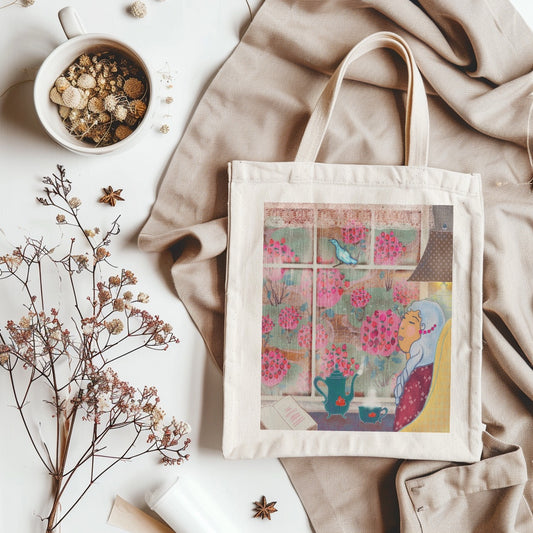 Rainy Window – Cotton Canvas Tote Bag | LALA and Stitch